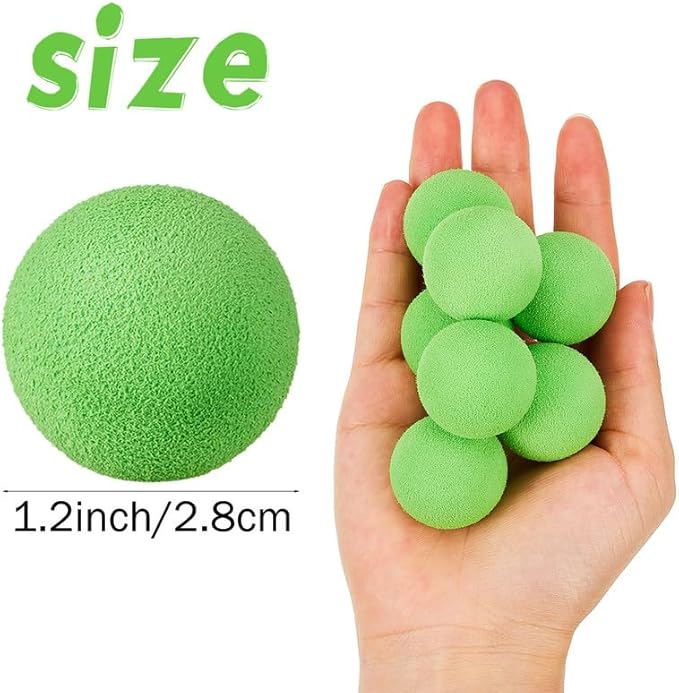 Frienda 24 Pieces Refill Balls Soft Green Foam Balls Refills Approx 1. 1 Inch in Diameter, Soft Small Light Cat Ball Toys-PawvioPets