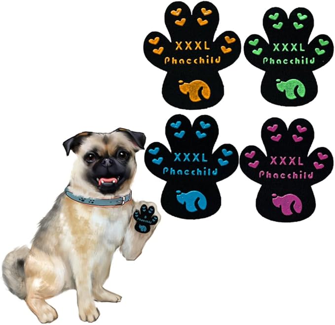 Dog Paw Pads Anti-Slip Grips,Dog Paw Protectors for Senior Dogs on Hot Pavement,Provides Traction to Keep Them from Slipping on Smooth Floors 20 sets-80 Pads Multicolor XXXL-PawvioPets