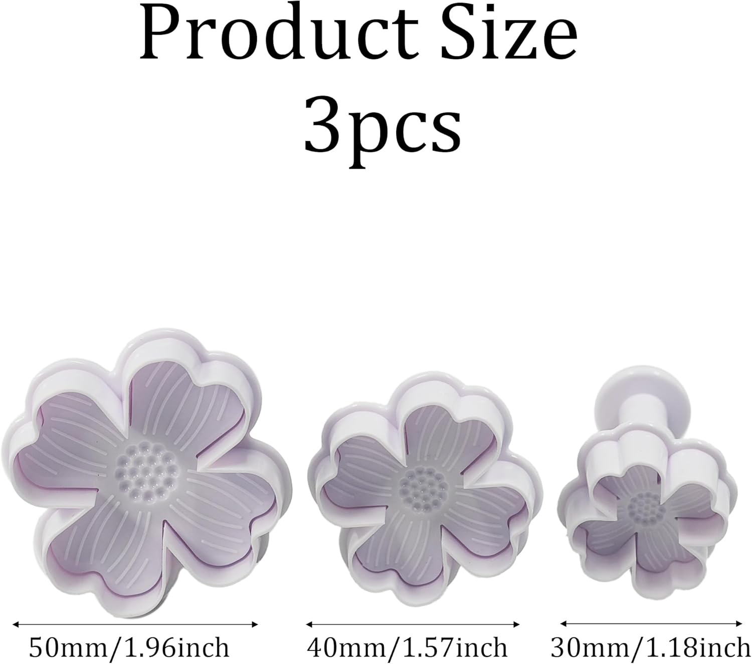 pson 3Pcs Plunger Cookie Cutter Set, Mini Plastic Biscuit Molds for Cake Decorating, Baking, Fondant, and DIY Crafts(Flower)