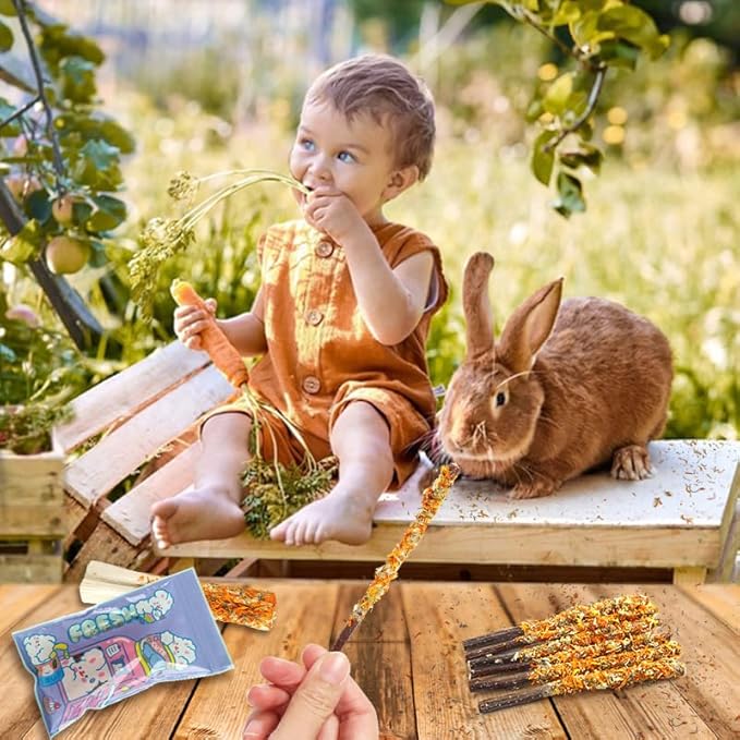 Apple Sticks for Rabbits, Natural Bunny Chew Toys Wood Treats Food for Small Animals,Hamsters, Chinchillas Squirrel Bunny Guinea Pigs Small Pet Apple Chew Sticks-PawvioPets