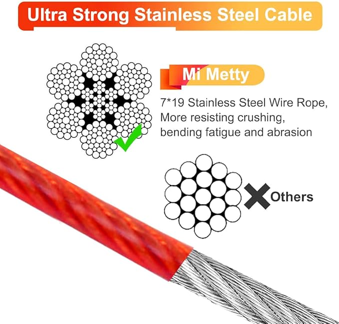 10FT Heavy Duty Dog Tie Out Cable for Large Dogs up to 125lbs, Durable Runner Tether Line (Red)-PawvioPets