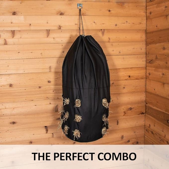 Dura-Tech Full Bale Hay Sack | Color Black | Horse Stable Essential | Full Bale Capacity | Slow Feed Design | Durable 1200D Fabric | Easy Hanging-PawvioPets