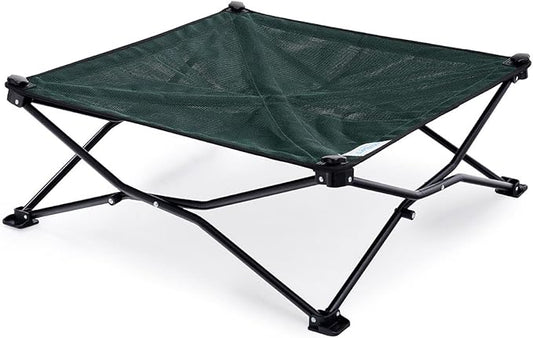 Coolaroo On-The-Go Elevated Dog Bed - Foldable Pop-Up Travel Dog Bed with Breathable, Moisture-Resistant Fabric, Carry Bag Included, Lightweight & Portable, Brunswick Green, Medium-PawvioPets