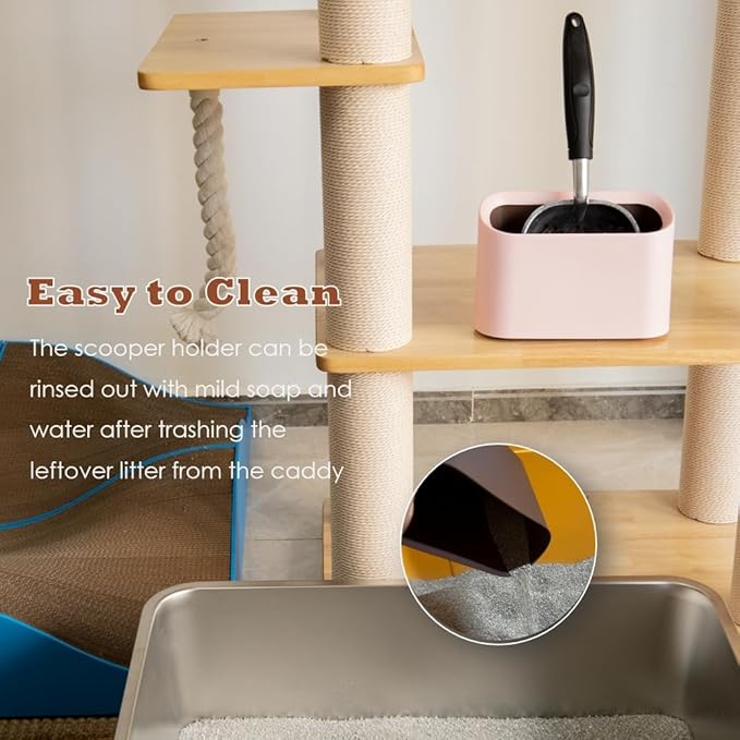 Full Metal Cat Litter Scoop with Holder – Heavy Duty Litter Scooper & Speed Sifter – Aluminum Cat Poop Scooper Captures All Clumps – Washable Stand for Easy Cleaning-PawvioPets