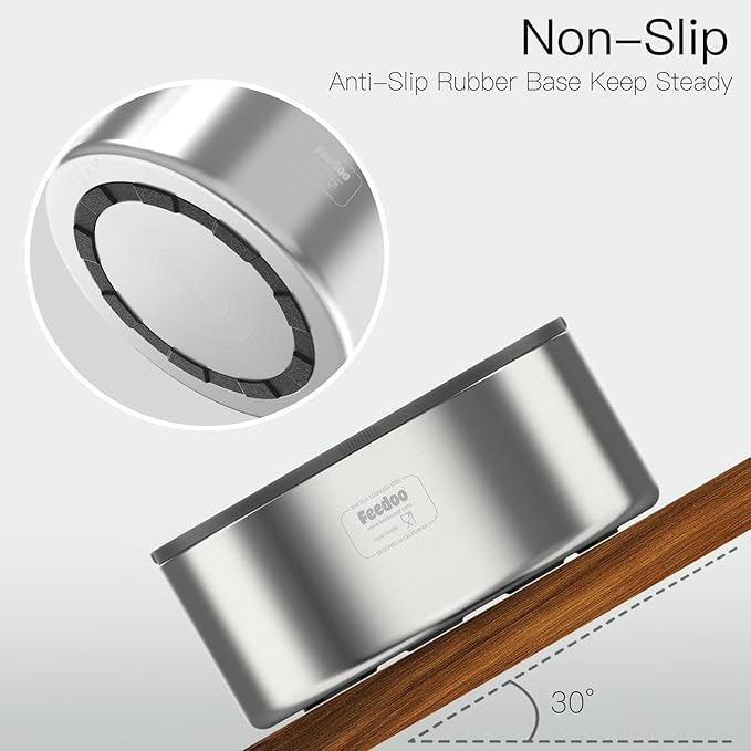 1Gallon Double Layer 304 Stainless Steel Dog Bowl - Insulated & Durable | Non-Slip Base | Easy to Clean | BPA-Free Safe Dog Water Bowl[128oz for Large Giant Breeds]-PawvioPets