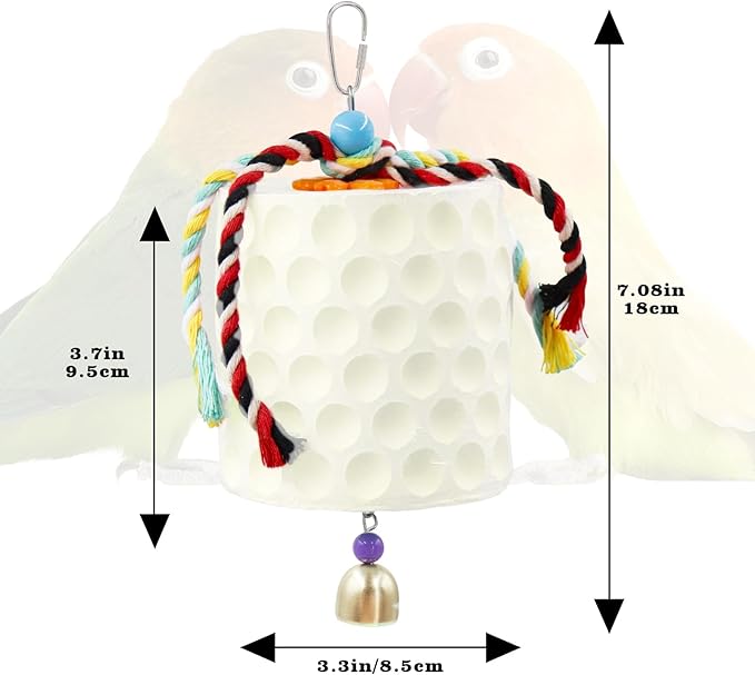 Extra Large Bird Chewing Toy, Parrot Beak Grinding Calcium Stone with Bells, Bird Cage Accessories, Cage Toys for Cockatiel Parakeet Parrot Budgies Rat Hamster Chinchilla Rabbit Bunny African Grey-PawvioPets