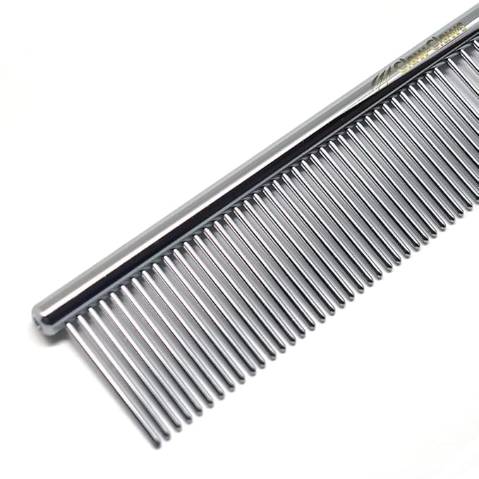 6.1" Comb with Rounded Ends Spine, Pet Comb for Professional Groomer Tool, for Short to Medium Haired Dog, Cat and other pets.-PawvioPets
