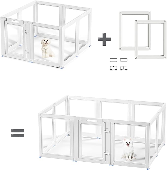 Acrylic Dog Playpen Suitable for Expanding Clear Dog Playpen Includes 2 I-Type Connectors and 2 Suction Cup Bases（30", 2PCS）-PawvioPets