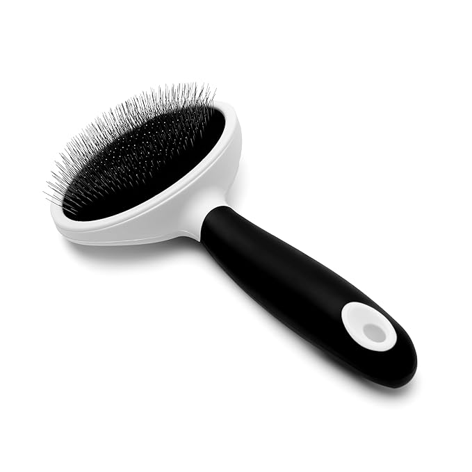 Fuller Brush Slicker Pet Brush - Angled Fine Steel Wires - Ergonomically Designed Rubberized Handle For Comfort & Control - Remove Shedding & Matted Hair - Tool For Grooming Dogs & Cat-PawvioPets