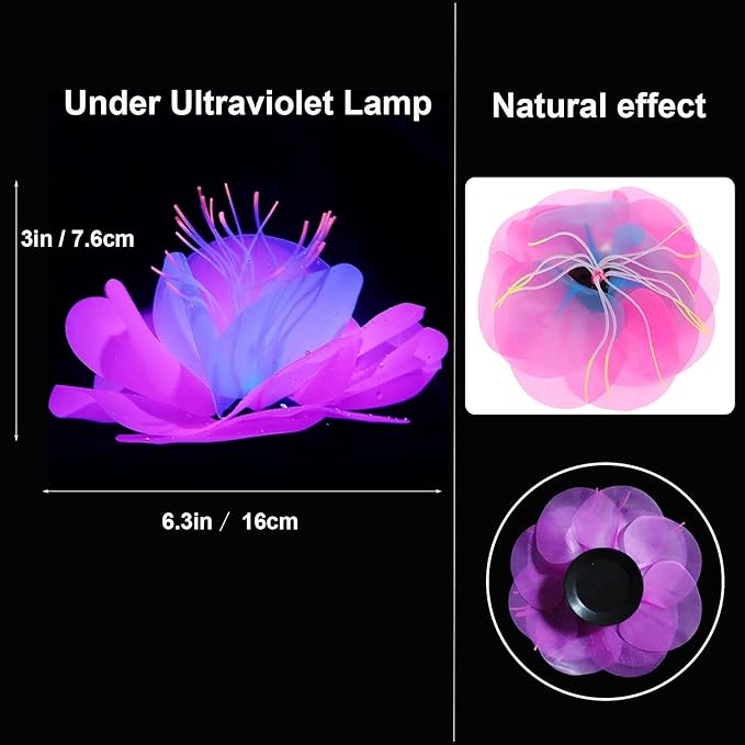 4 Pack Silicone Glowing Fish Tank Decorations Plants,Aquarium Fish Tank Glow Ornaments,Artificial Sea Anemone Coral Decor with Glowing Effect for Glow Fish Aquarium-PawvioPets
