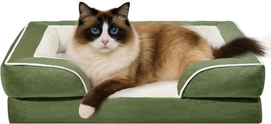 Comfort Expression Small Dog Beds Waterproof Cat Beds Orthopedic Foam Sofa Beds for Small Dogs Comfy Pet Bed with Washable Removable Cover & Non-Slip Bottom(XX-Small,Light Green)-PawvioPets