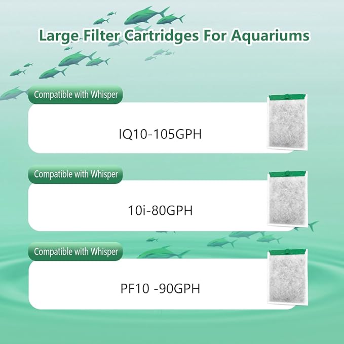 Aquarium Filter Cartridge Compatible with Whisper Power Filters,Replacement Filter Cartridges for IQ10-105GPH (Medium, 3-Pack)-PawvioPets