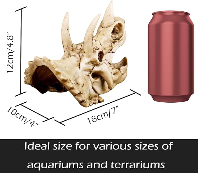 Fish Hideout Cave Dinosaur Animal Skull Reptile Ornament Halloween Décor for Terrarium Aquarium Large Decorations Betta Tarantula Snake Decor Bones-PawvioPets