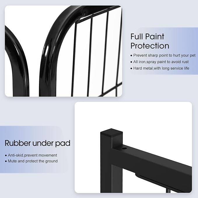 BestPet Dog Playpen Indoor 32 inch 24 Panels Metal Dog Pen Pet Dog Fence Outdoor Exercise Pen with Doors,Pet Puppy Playpen for RV Camping Yard, Black-PawvioPets