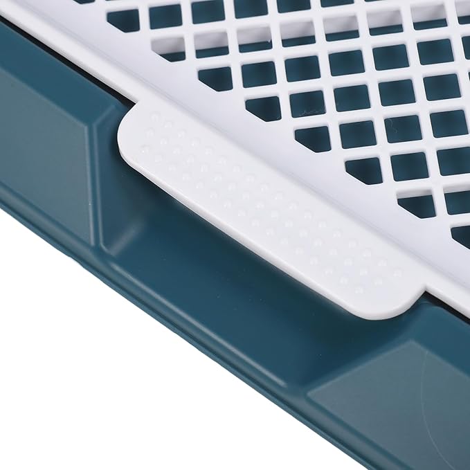 Fabater Dog Potty Toilet Training Tray, Portable Multifunctional Mesh Puppy Training Toilet Pad Holder with Bafflel for Small Dogs Puppies (Peacock Blue)-PawvioPets