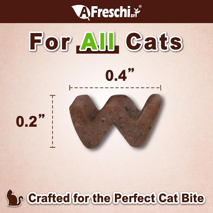 Afreschi Natural Cat Treats Turkey & Chicken & Mackerel W Shape 6 oz, All-Natural, High-Protein, Grain-Free, Healthy, Low-Fat, Easily Digestible-PawvioPets