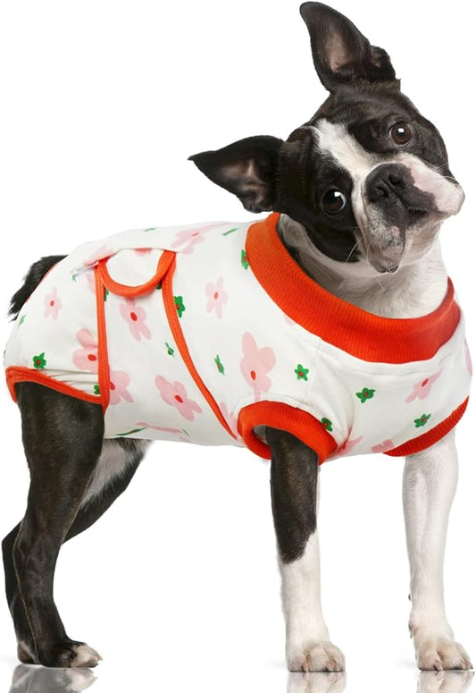FUAMEY Recovery Suit for Dogs After Surgery,Soft Breathable Dog Bodysuit E-Collar & Cone Alternative Surgical Suit,Male Female Dog Neuter Spay Suits Anti Licking Wounds Onesie Red Flower XXL-PawvioPets