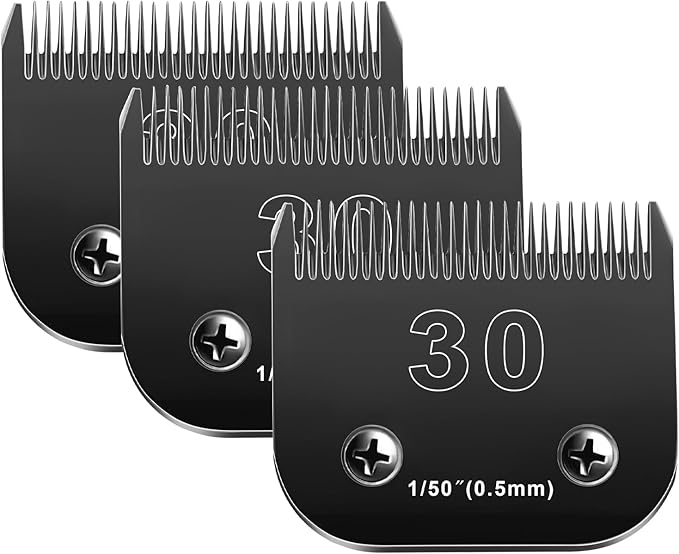 30 Blades Dog Grooming Blades Compatible with Andis/Oster A5/Wahl KM-10 Series Dog Clippers,Detachable Clipper Replacement Blade,Black,(30#/3PC)-PawvioPets