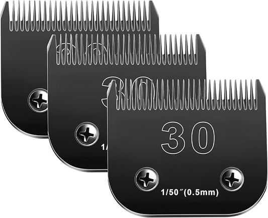 30 Blades Dog Grooming Blades Compatible with Andis/Oster A5/Wahl KM-10 Series Dog Clippers,Detachable Clipper Replacement Blade,Black,(30#/3PC)-PawvioPets