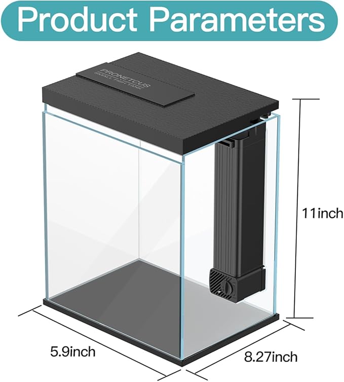 Glass Betta Aquarium Starter Kits, 2 Gallon Fish Tank with Heater Filter and Light.-PawvioPets