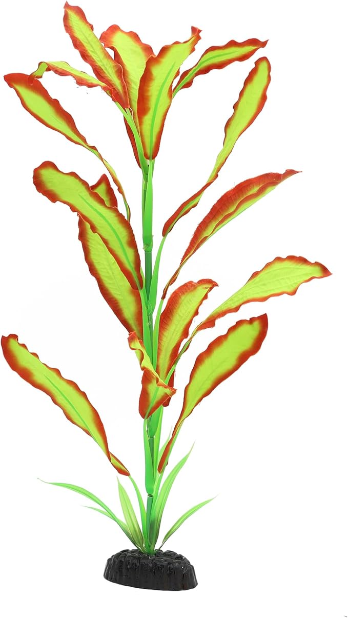 ALEGI Silk Aquarium Plants, 16 Inch Artificial Silk Plants Decorations for Fish Tank,Aquarium Décor Plastic Plants (Light Green with Red, 2 Pack)-PawvioPets