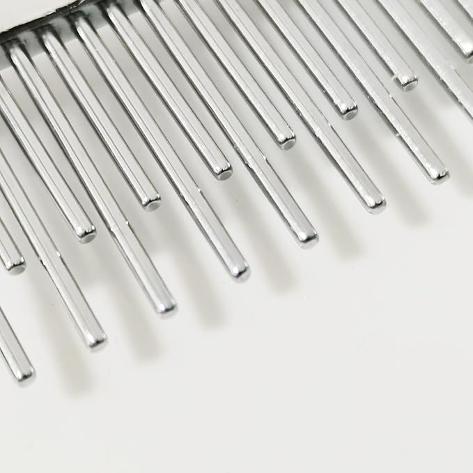 Dog or Cat Comb Grooming with Short and Long Teeth Dematting Knots Tangles Remover Combs Detangler Tool Suitable for Dogs Cats Poodle HorseStainless Steel Pin (Black)-PawvioPets