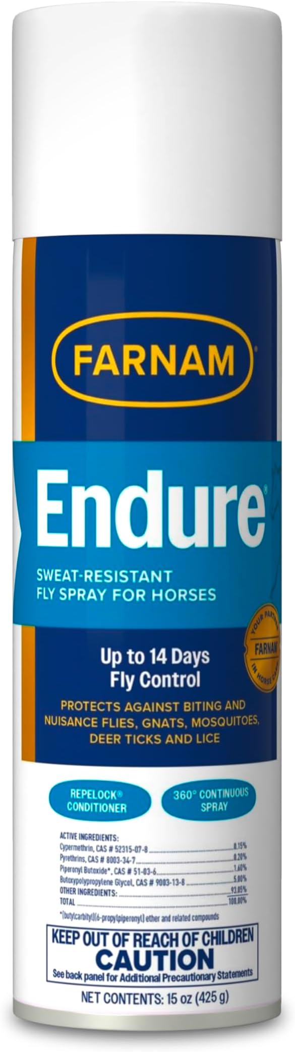 Farnam Endure Sweat-Resistant Fly Spray for Horses, Protects Against Lyme Disease, 15 oz-PawvioPets