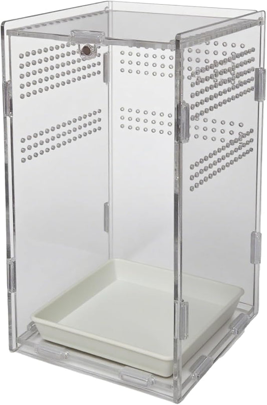 Acrylic Jumping Spider Enclosure,Reptile Enclosure,Bug Habitat, for Small Tree Dwelling Reptiles,Arboreal Tarantula Enclosure, Spider Terrarium Kit,Plastic Terrarium(4.7" X 4.7" X 8")-PawvioPets