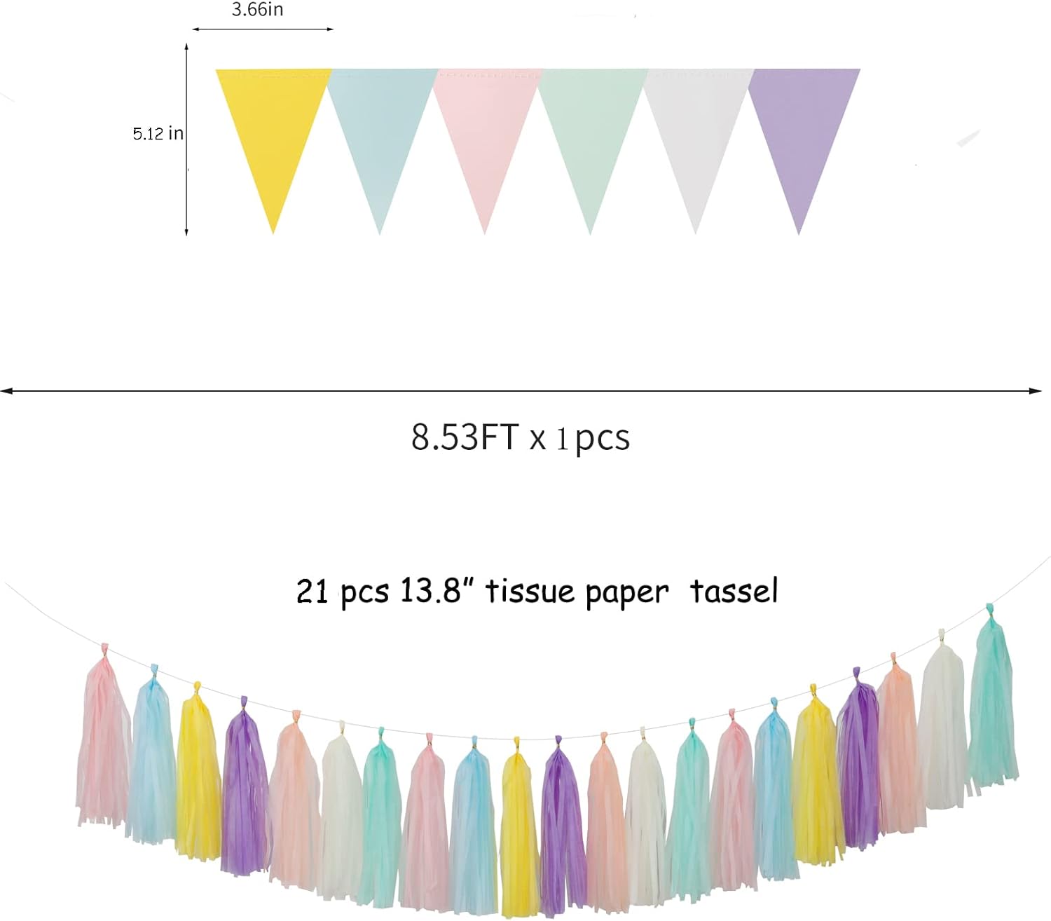 Pastel Rainbow Party-Decorations Supplies Streamers-Garland - 29pcs Baby Shower Birthday Wedding Tissue Pom Poms,Tassel Banner Backdrop Decor Bunting Lasting Surprise