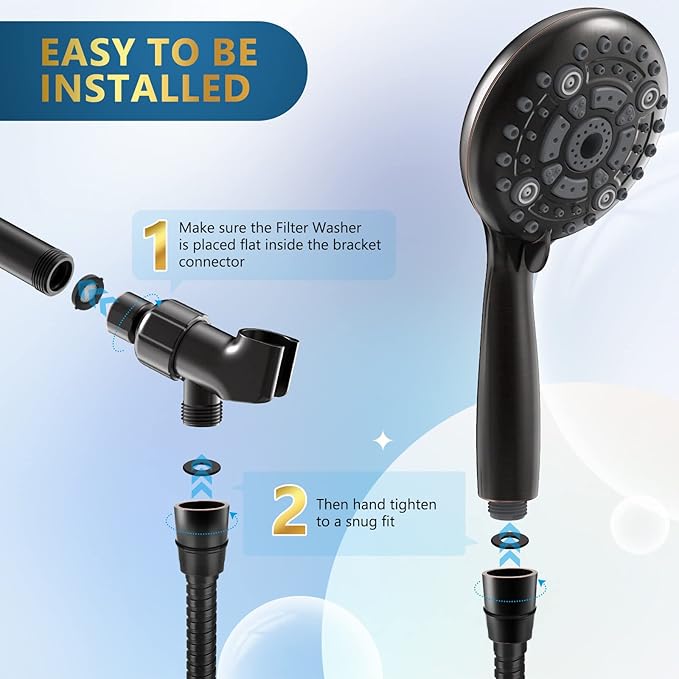 6 Spray Modes High Pressure Handheld Showerhead Set Upgraded 5 Inches Shower Head with Handheld Spray Oil Rubbed Bronze Handheld Shower Head 60 Inches Stainless Steel Hose-1-Min Install-PawvioPets