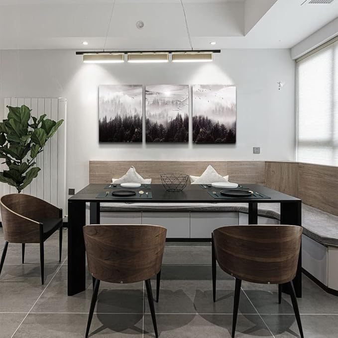 Framed Canvas Art - Boho Wall Decor Set of 3: Foggy Forest Trees Scenery for Living Room, Bedroom, Office, Farmhouse, Home Decoration-PawvioPets