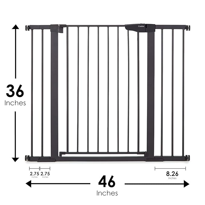Cumbor 36" Extra Tall Baby Gate for Dogs and Kids with Wide 2-Way Door, 29.7"- 46" Width, and Auto Close Personal Safety for Babies and Pets, Fits Doorways, Stairs, and Entryways, Black-PawvioPets