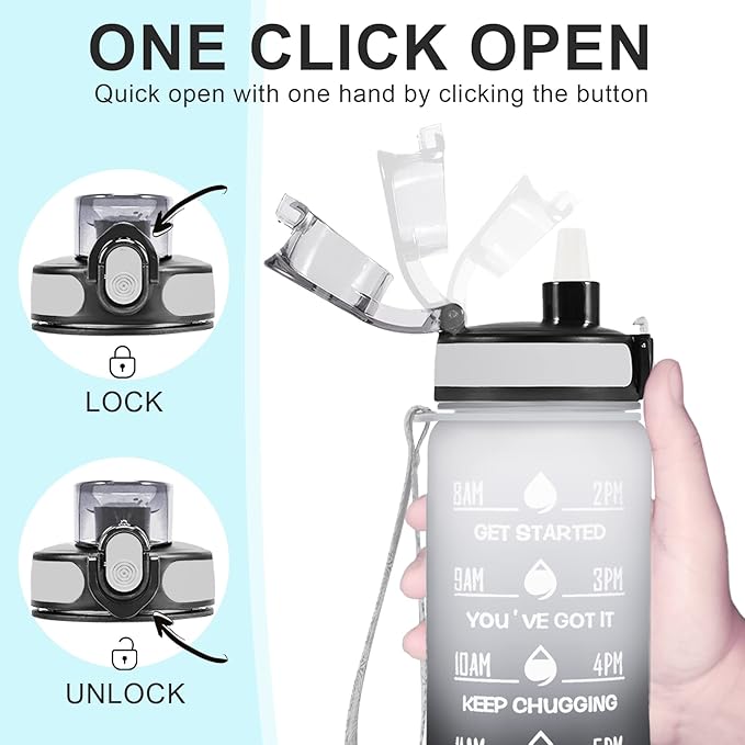 Enerbone Water Bottle, Leakproof BPA & Toxic Free, Motivational Water Bottle with Times to Drink and Straw, Fitness Sports Water Bottle with Strap for Office, Gym, Outdoor Sports-PawvioPets