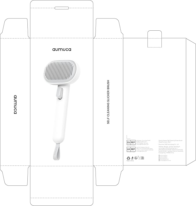 Aumuca Cat Brush for Shedding, Cat Brushes for Indoor Cats, Cat Brush for Long or Short Haired Cats, Cat Hair Brush Cat Grooming Deshedding Brush for Dog Kitten Horse Massage Removes Loose Fur, White-PawvioPets