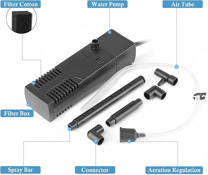 FEDOUR Submersible Aquarium Internal Filter, Filter with Water Pump for Fish Tank up to 35 Gallon (for 3-20 Gallon)-PawvioPets