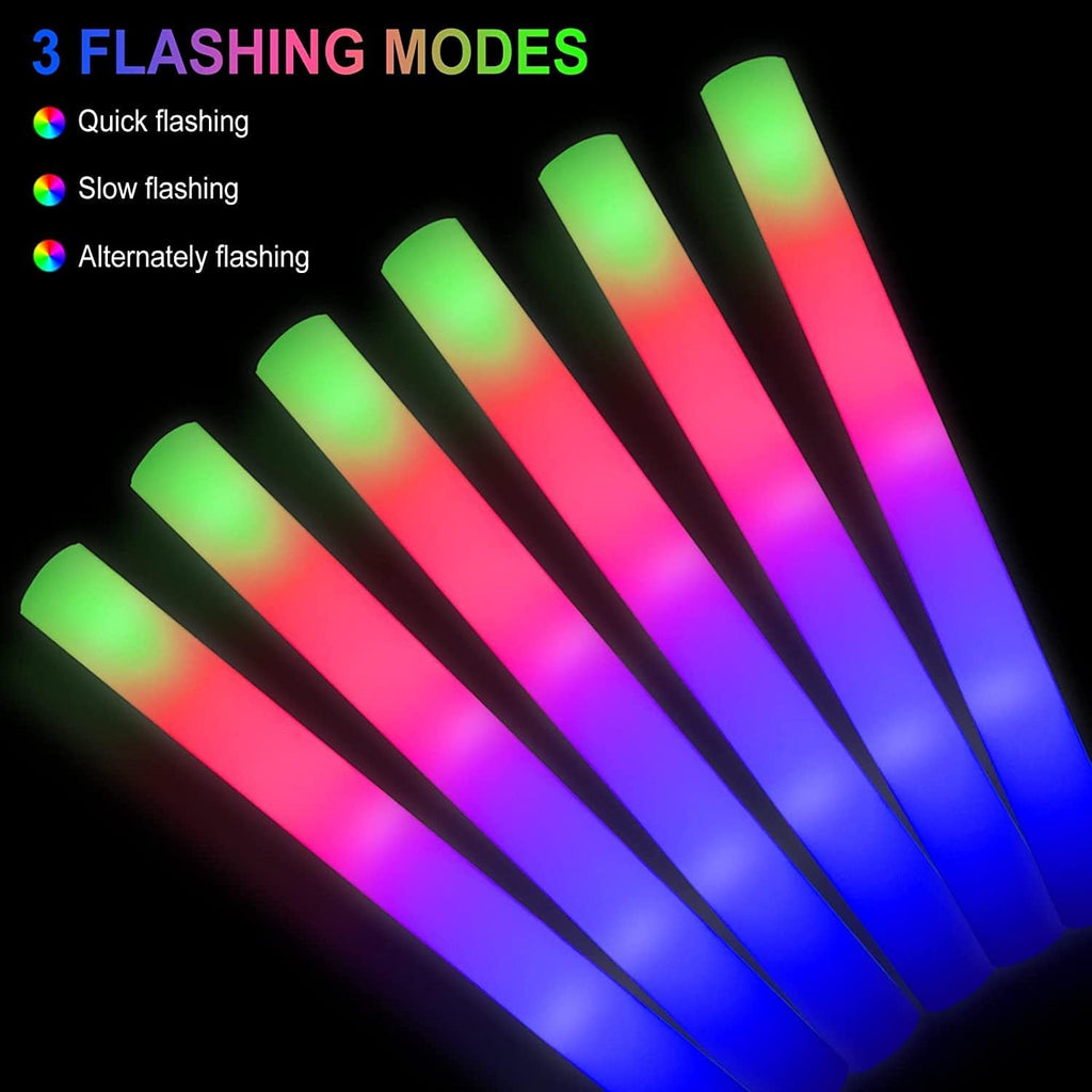 70pcs Foam Glow Sticks,Glow Sticks Bulk,3 Flashing Modes for Wedding Glow in The Dark Party Supplies, Light up Wand for Birthday,Outdoor Camping, Raves