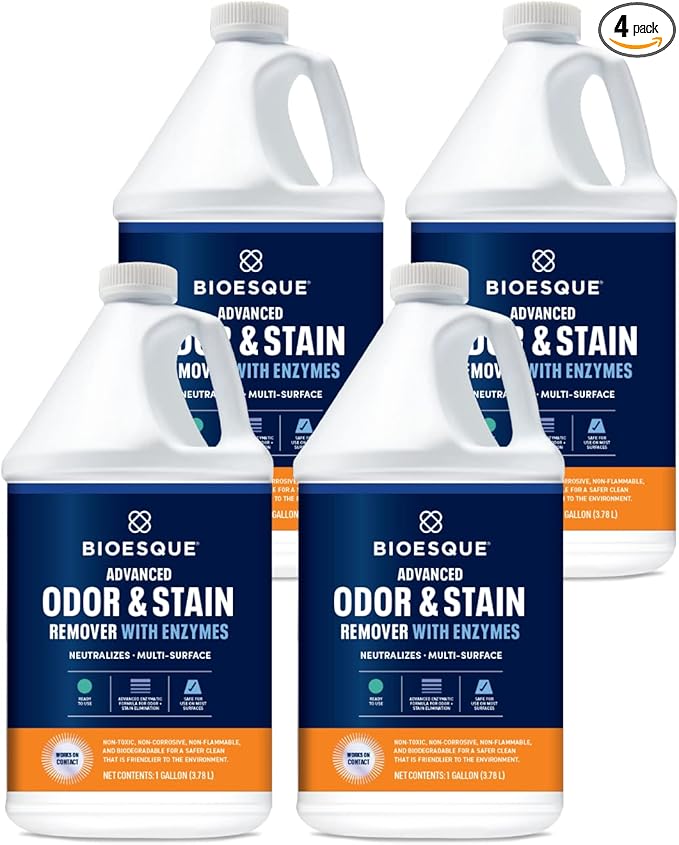 Bioesque Advanced Odor & Stain Remover with Enzymes, 1 Gallon (Pack of 4)-PawvioPets