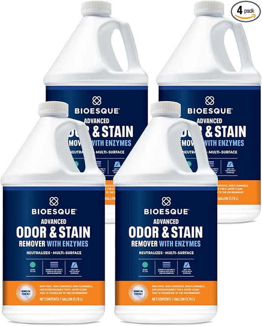 Bioesque Advanced Odor & Stain Remover with Enzymes, 1 Gallon (Pack of 4)-PawvioPets