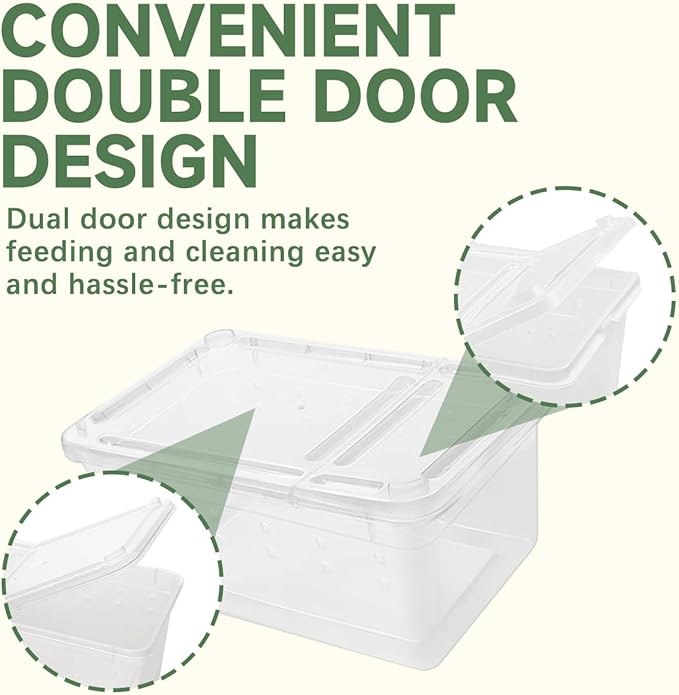 8 PCS Reptile Terrarium Plastic Clear Enclosure Portable Reptile Transport Box for Snakes, Frogs, Lizards, Insects, Scorpions, Geckos, Spiders Perfect Reptile Enclosure.-PawvioPets