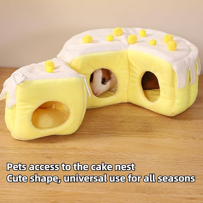 Cozy Cake Hamster House - Soft Plush Hideout & Tunnel Bed for Guinea Pigs, Syrian Hamsters, and Small Animals - Adorable, Warm & Washable Hideaway for All Seasons, Perfect Cage Accessory-PawvioPets