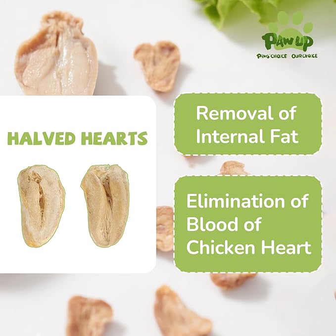 Freeze Dried Chicken Heart Pet Treats, High Protein Freeze-Dried Pet Food for Dogs, Cats, Fresh Ingredient, 3.2 oz, Rawhide Free, Gluten&Grain Free-PawvioPets