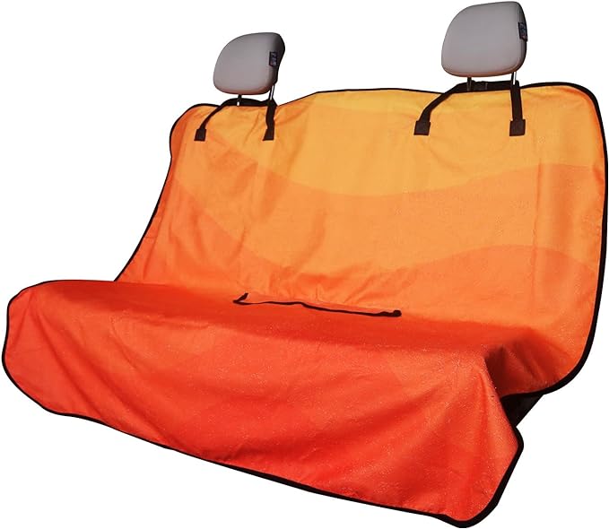 Back Seat Cover for Car Trucks Van SUV,Waterproof Rear Bench Towel Seat Covers for Dogs and Kids,Automotive Backseat Protector (Orange)-PawvioPets
