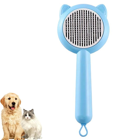 Cat Brush for Shedding，Pet Grooming Tool for Dogs，Cat Hair Brush with Self Cleaning Button for Deshedding, Easy to Removes Loose Fur-PawvioPets