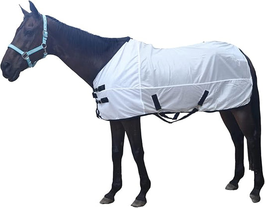 Comfy Mesh Horse Fly Sheet Equine Summer Sheets Stand Neck White 72-PawvioPets