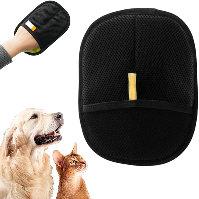 2025 Thickened and Powerful Pet Hair Removal Glove, Pet Grooming Gloves for Cats and Dogs, Washable and Reusable Pet Hair Remover Glove (Black)-PawvioPets