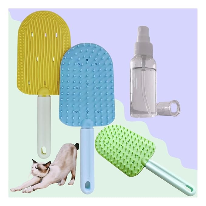 Cat Brush for Shedding,Cat Brushes for Indoor cats,Soft Comb, Short or Long Haired Cats,Pet Grooming,Bath and Massage Brush(3 pcs)-PawvioPets