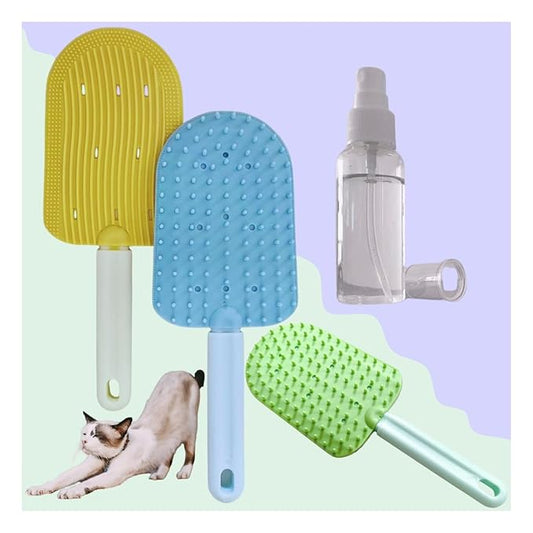 Cat Brush for Shedding,Cat Brushes for Indoor cats,Soft Comb, Short or Long Haired Cats,Pet Grooming,Bath and Massage Brush(3 pcs)-PawvioPets