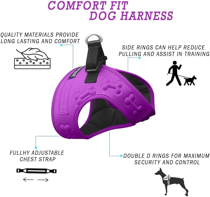 Comfort Fit Dog Harness No Pull with Adjustable Buckles Soft Padded Reflective Choke Step-in Pet Vest with Easy Control Handle for Small Medium Large Dogs & Puppies for Walking Running Training-PawvioPets