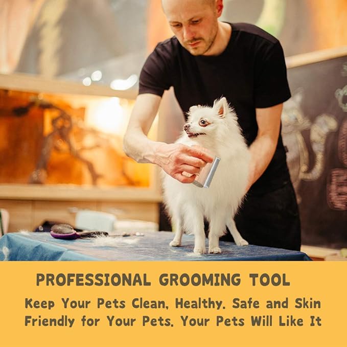 Deshedding Grooming Tool for Dogs, Cats & Horses, Ergonomic Design Wood Groom Brush, Professional Pet Groomer, Painlessly Remove for Short & Long Hair, Fur & Dirt - 2.5 Inches-PawvioPets