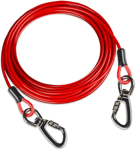 Dog tie Out Cable, 10/20/25/30/50/70/100 feet, Suitable for Dogs up to 350 pounds, Dog Cable with Swivel Buckle, Lightweight, Non-Winding, for Outdoor Camping, Yard Dog Cable (Red, 30FT)-PawvioPets